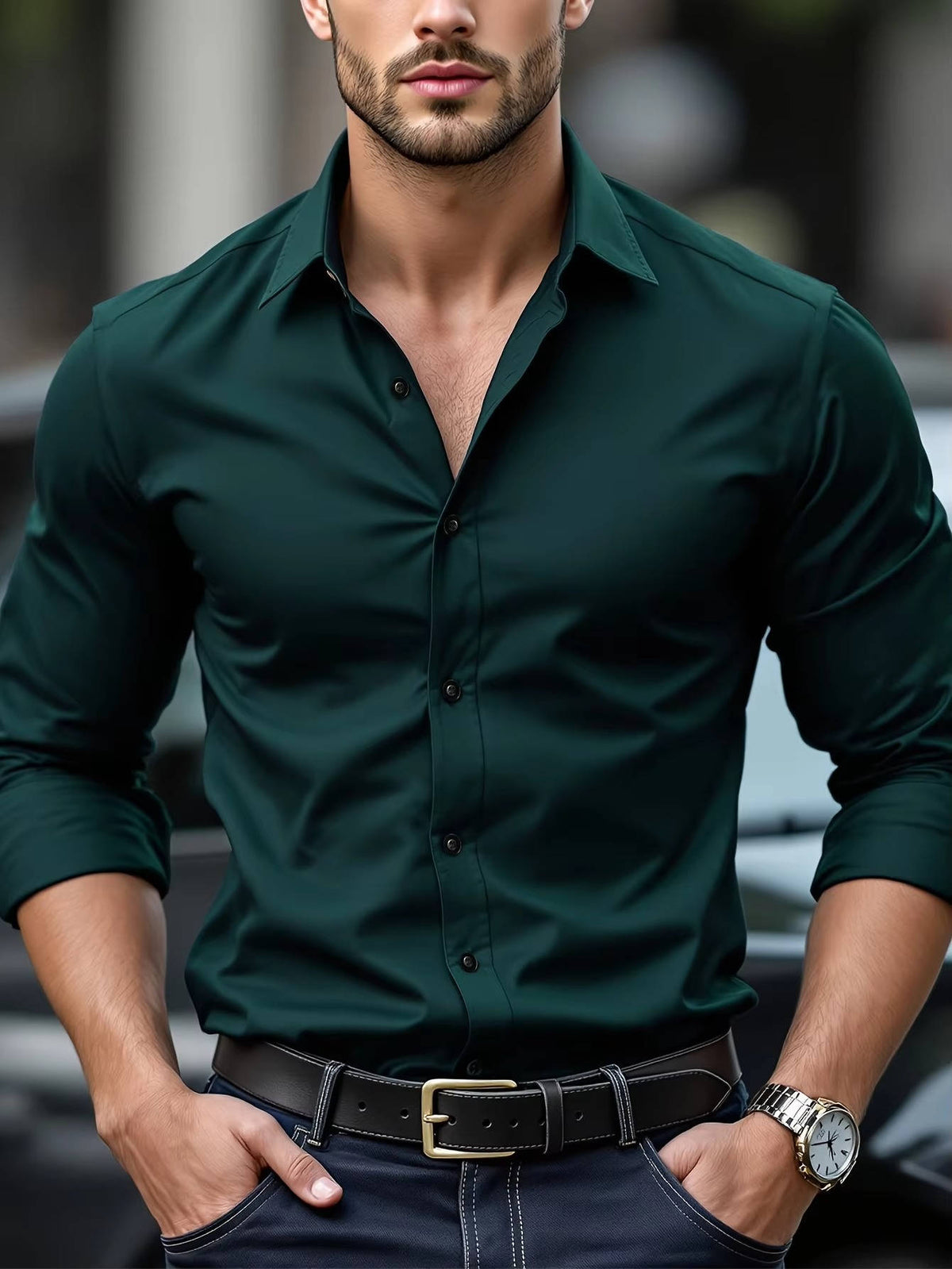 Chemise homme stretch infroissable à manches longues coupe slim 8