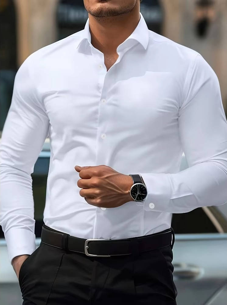 Chemise homme stretch infroissable à manches longues coupe slim 9