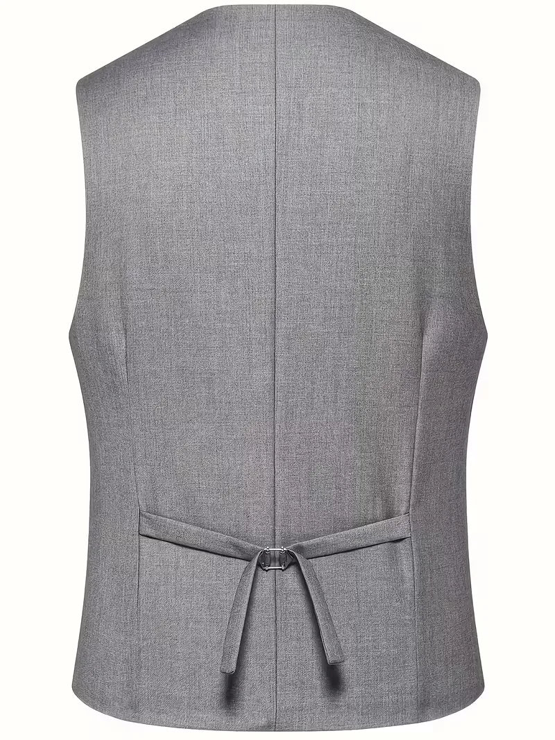Costume 3 pièces homme croisé coupe slim veste à revers gilet assorti 23