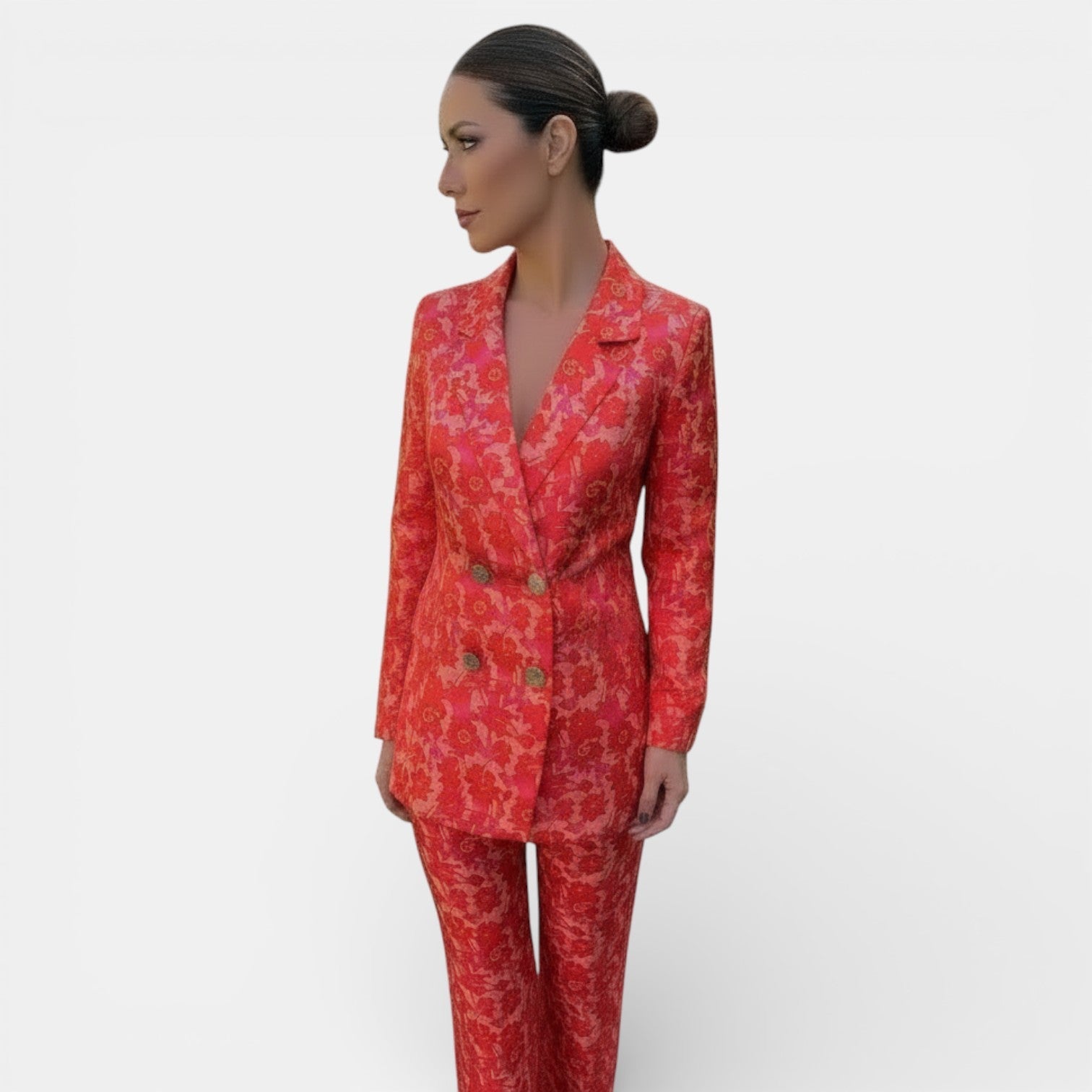 Margaux – Ensemble blazer col V et pantalon large femme