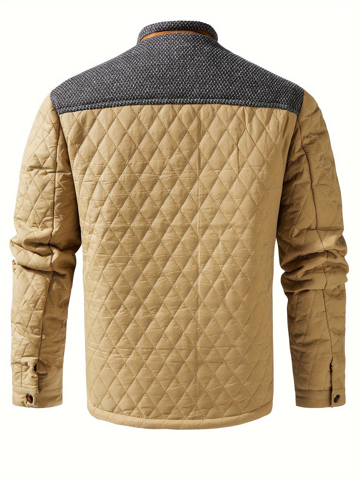 Doudoune homme matelassée courte à empiècements tricot et passepoils contrastants