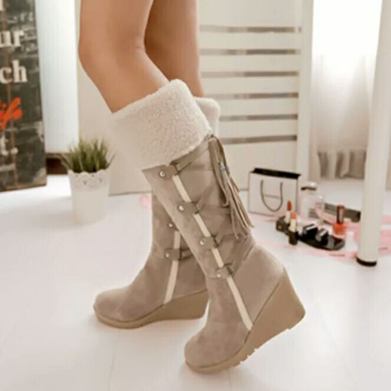 Bottines Compensées Dune En Daim - Doublure Fourrure - Taille UK 6 (39 FR) - Occasion