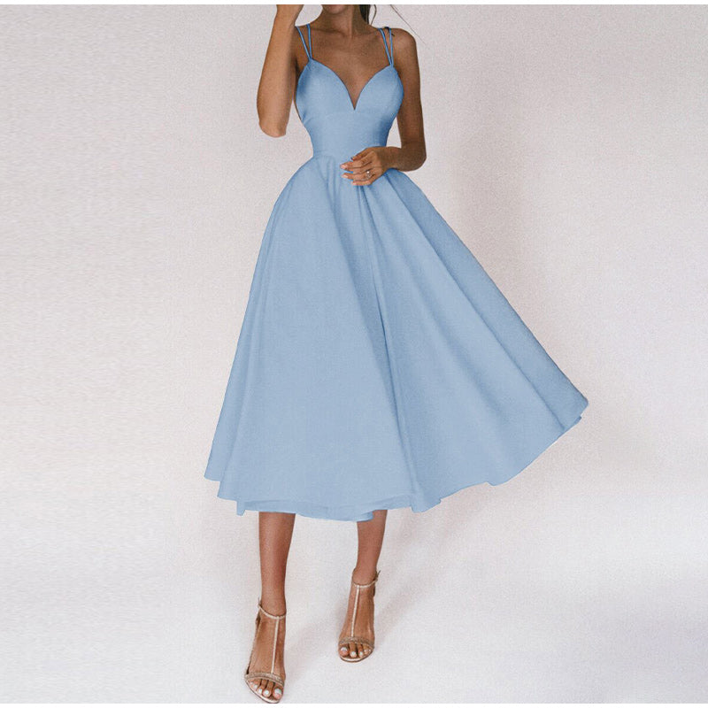 Amélie – Robe midi de soirée à col en V femme