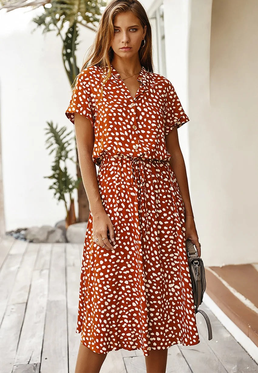Delphine – Robe midi d'été à imprimé femme