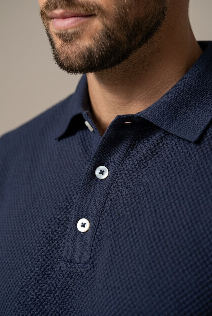 Damien – Ensemble deux pièces : polo texturé à manches courtes et short à cordon de serrage homme