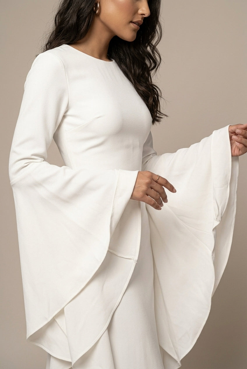 Marilou – Robe maxi col rond à manches évasées femme