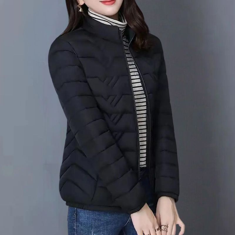 Doudoune femme à col montant zippée matelassée coupe courte 5