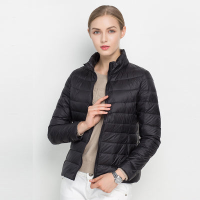 Doudoune femme légère à col montant matelassée coupe droite 8