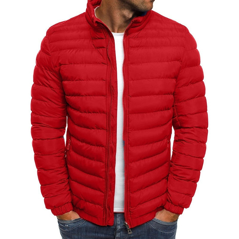Doudoune homme légère matelassée courte à col montant sans capuche 2