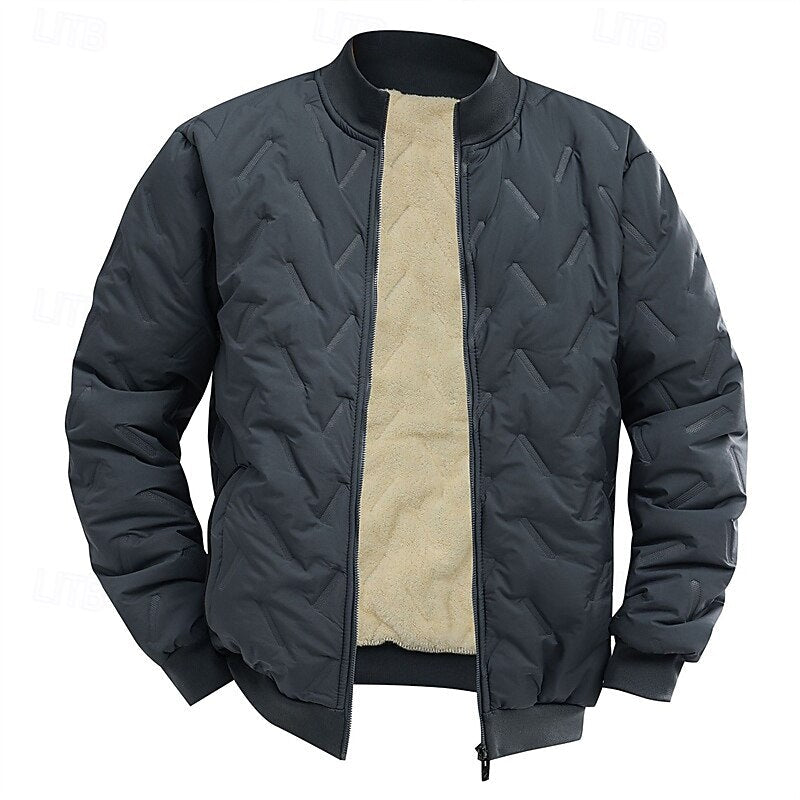 Doudoune homme matelassée courte style bomber à col montant et doublure polaire 6