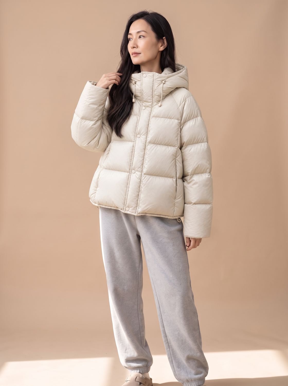 Doudoune oversize femme à capuche ajustable en duvet de canard 2