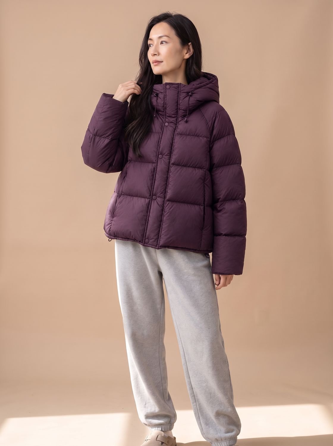 Doudoune oversize femme à capuche ajustable en duvet de canard 4