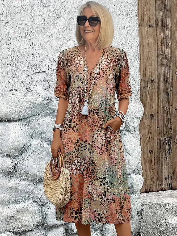 Émilie – Robe midi colorée femme