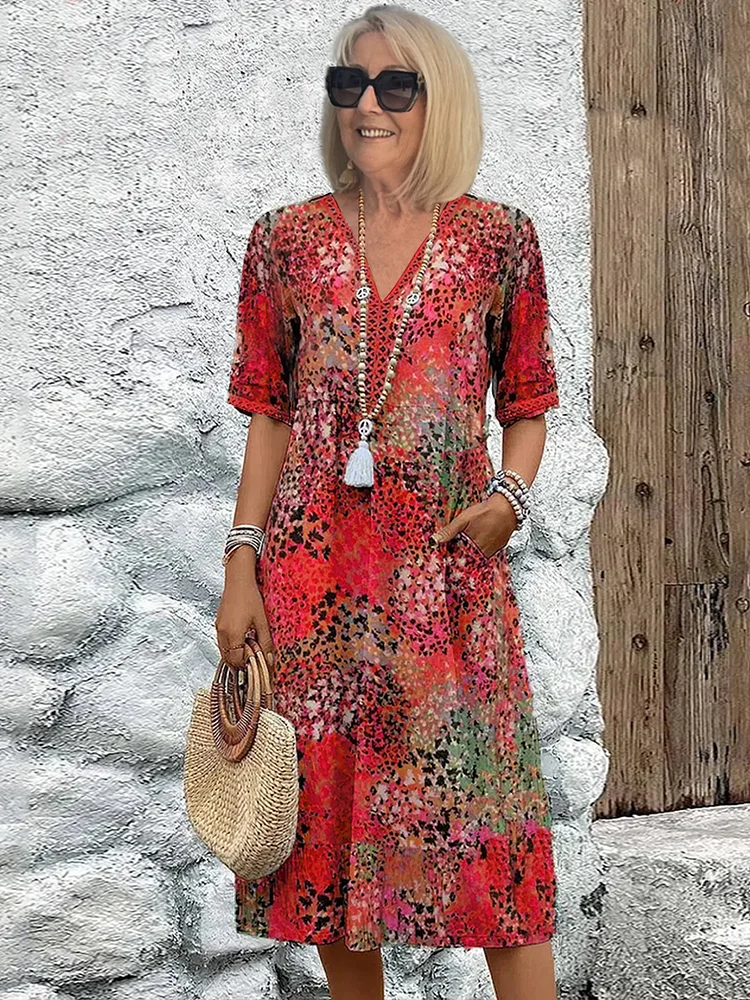 Émilie – Robe midi colorée femme