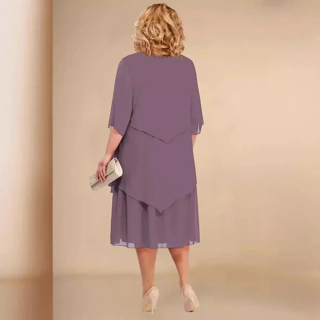 Robe de cocktail midi fluide à effet drapé