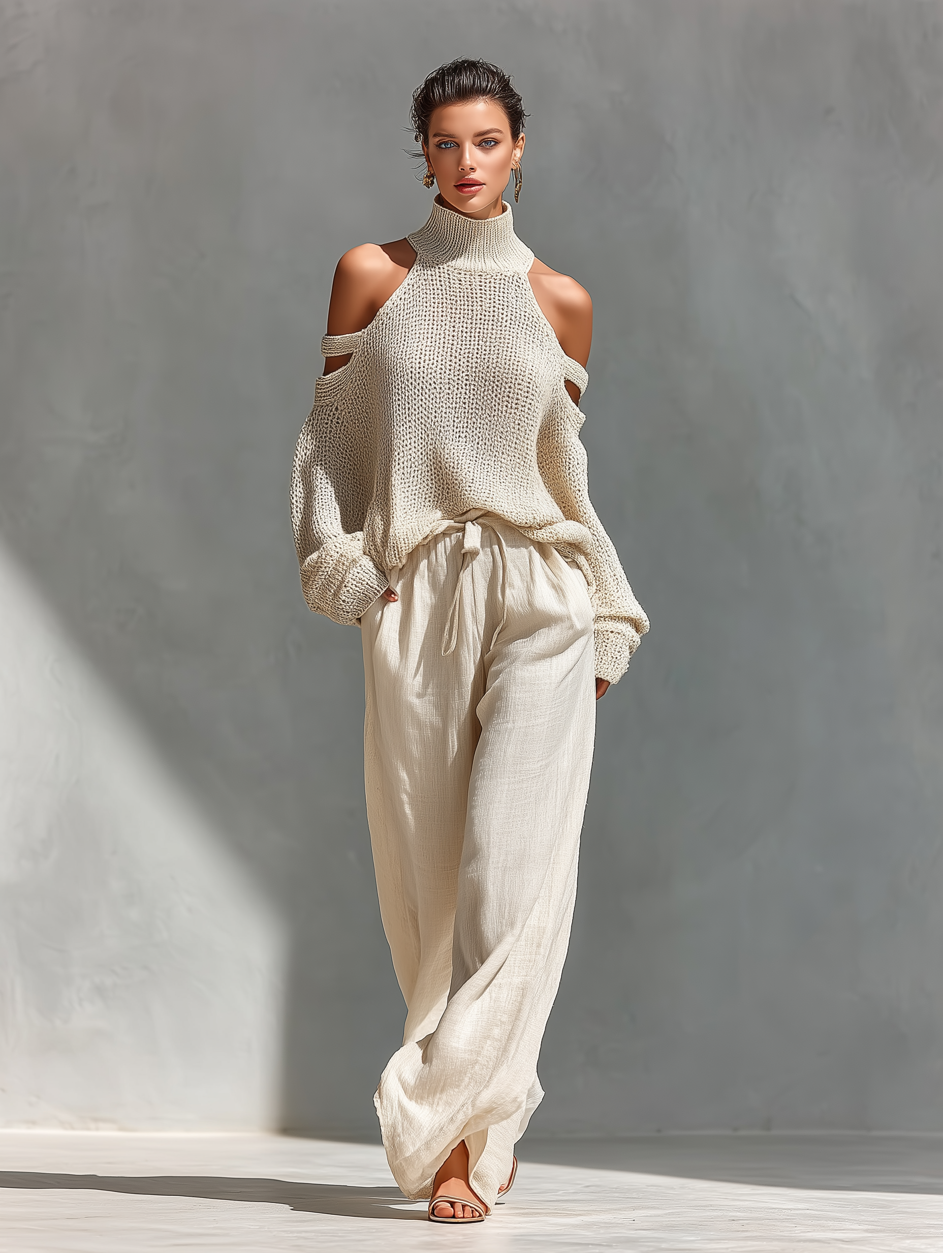 Élise – Ensemble d’été col roulé et pantalon large femme