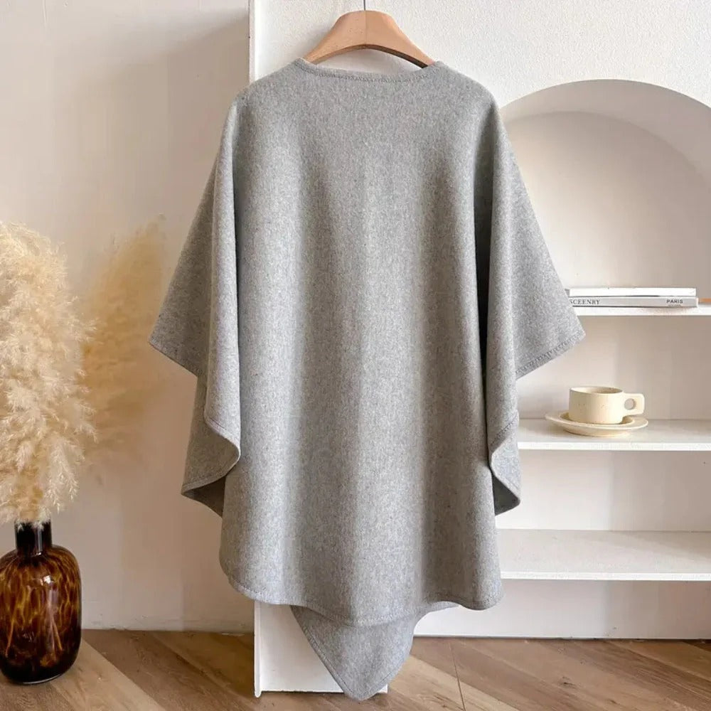 Écharpe poncho femme en laine à boucle frontale 6
