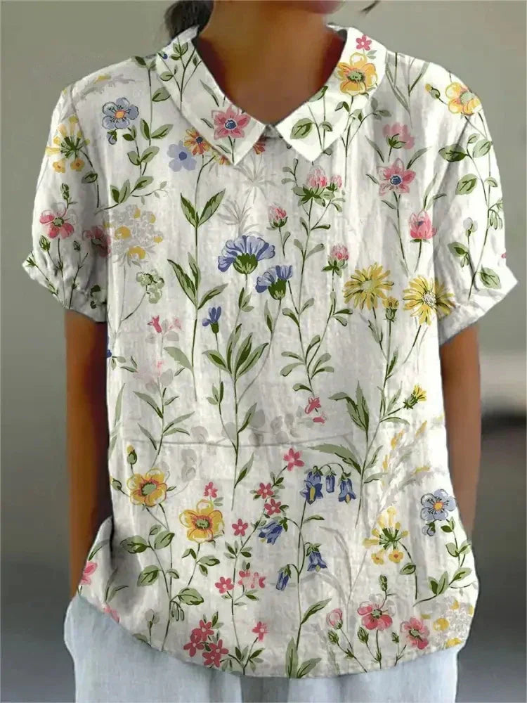 Émilie – Blouse vintage à imprimé floral femme