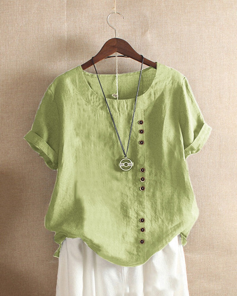 Maëva – Blouse d’été à manches courtes et col rond femme