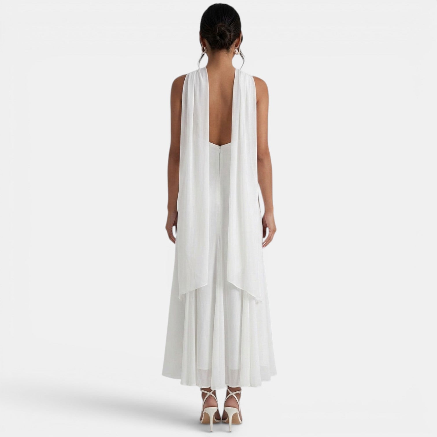 Adèle – Robe longue en mousseline à nœud pour invitée de mariage