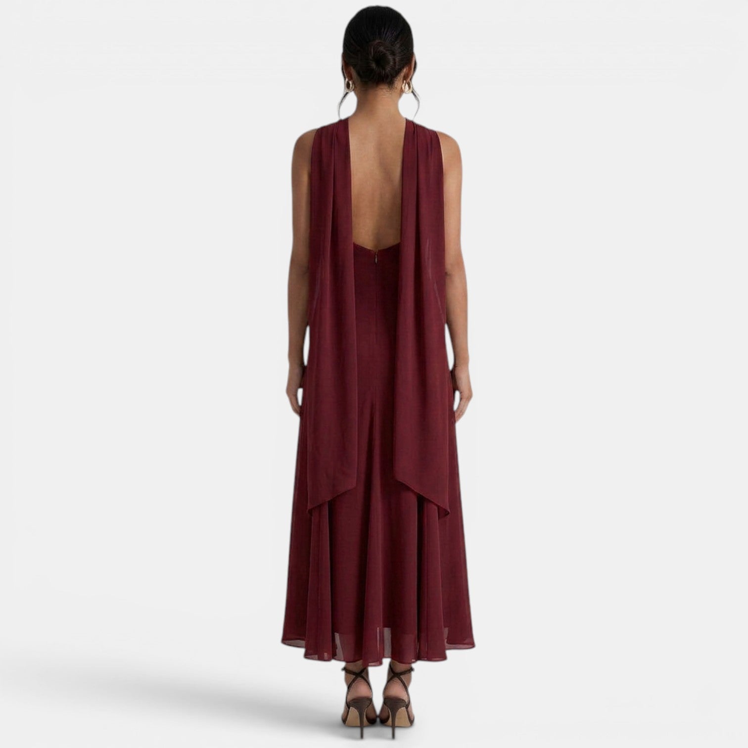 Adèle – Robe longue en mousseline à nœud pour invitée de mariage