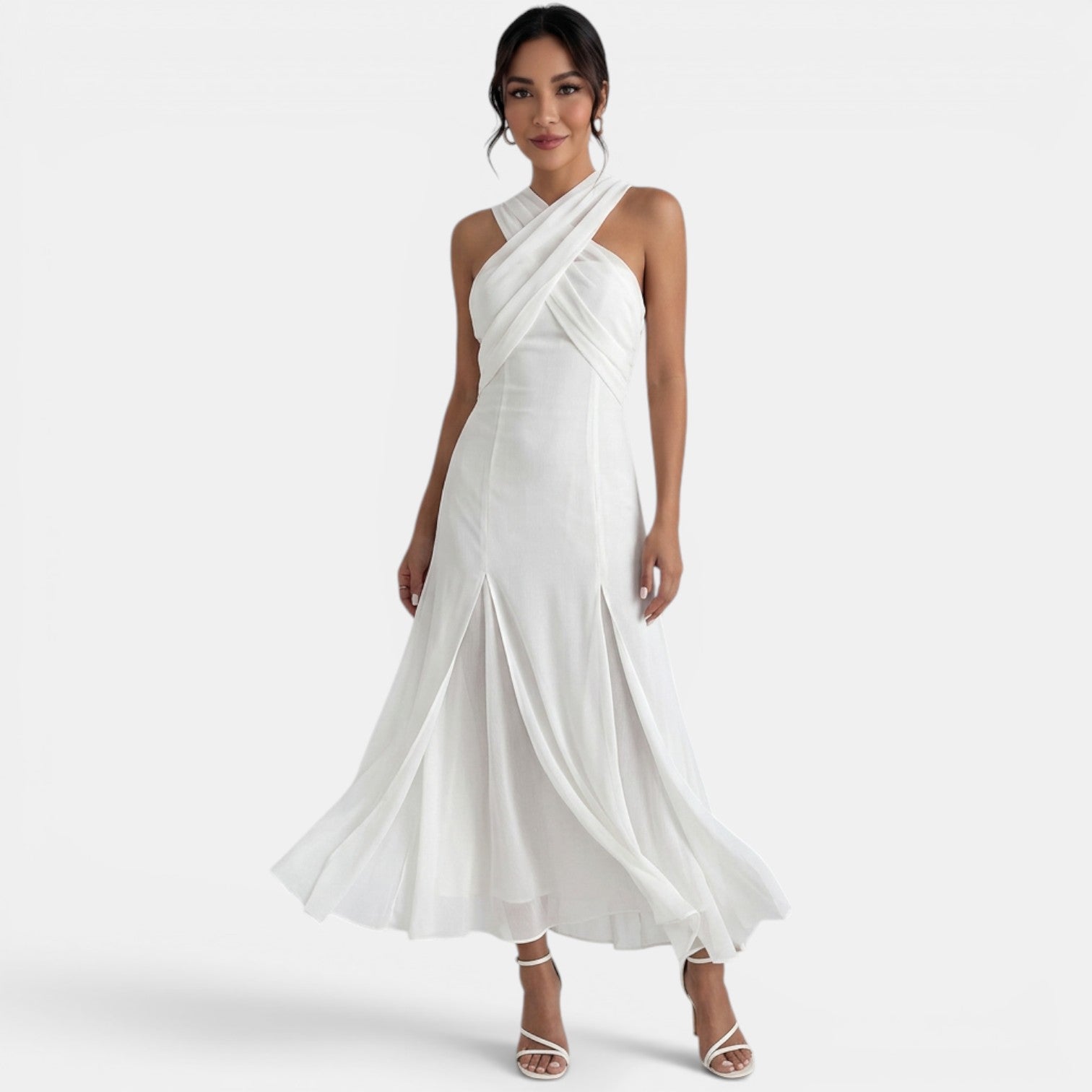 Adèle – Robe longue en mousseline à nœud pour invitée de mariage