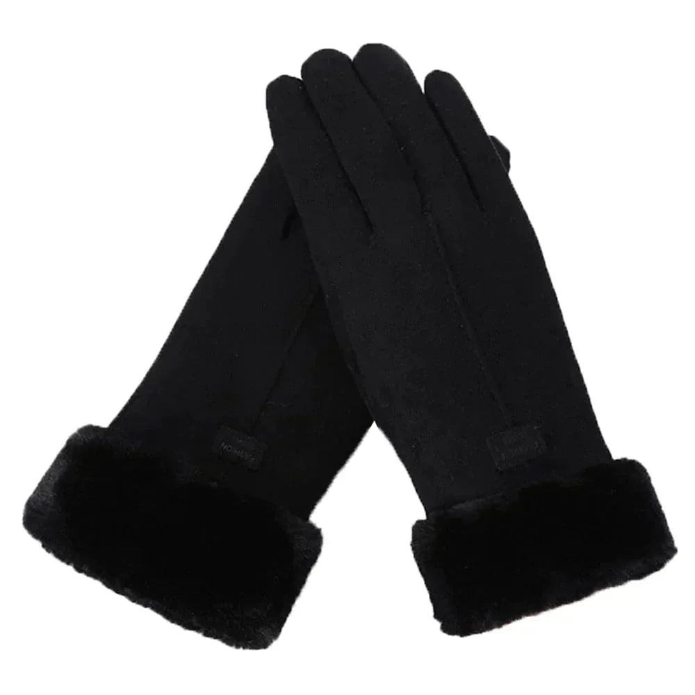 Gants femme chauds à poignet en fausse fourrure 4