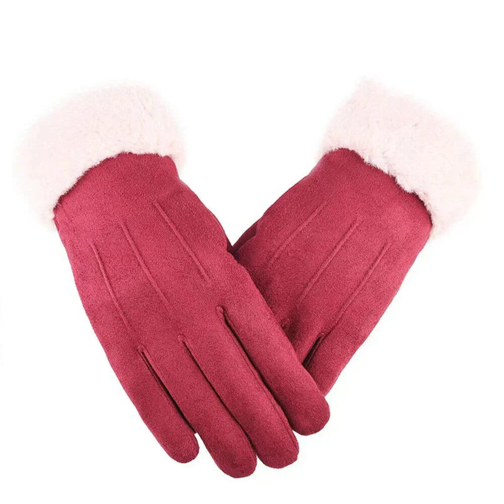 Gants femme élégants à poignet en fausse fourrure 4