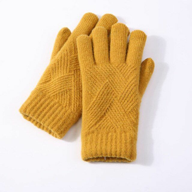 Gants femme en maille de laine chauds pour l'hiver 2