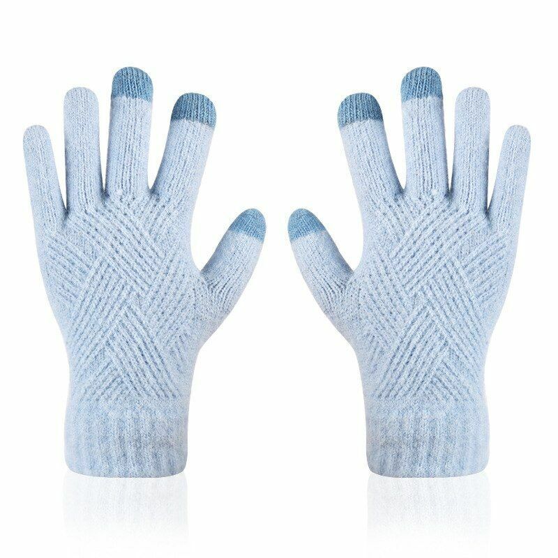 Gants femme en maille de laine chauds pour l'hiver 7