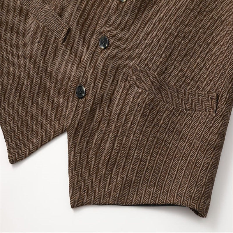 Gilet de costume homme à chevrons col cranté boutonné 13