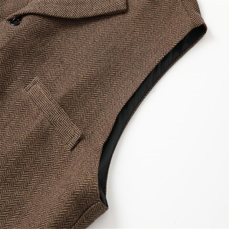 Gilet de costume homme à chevrons col cranté boutonné 14