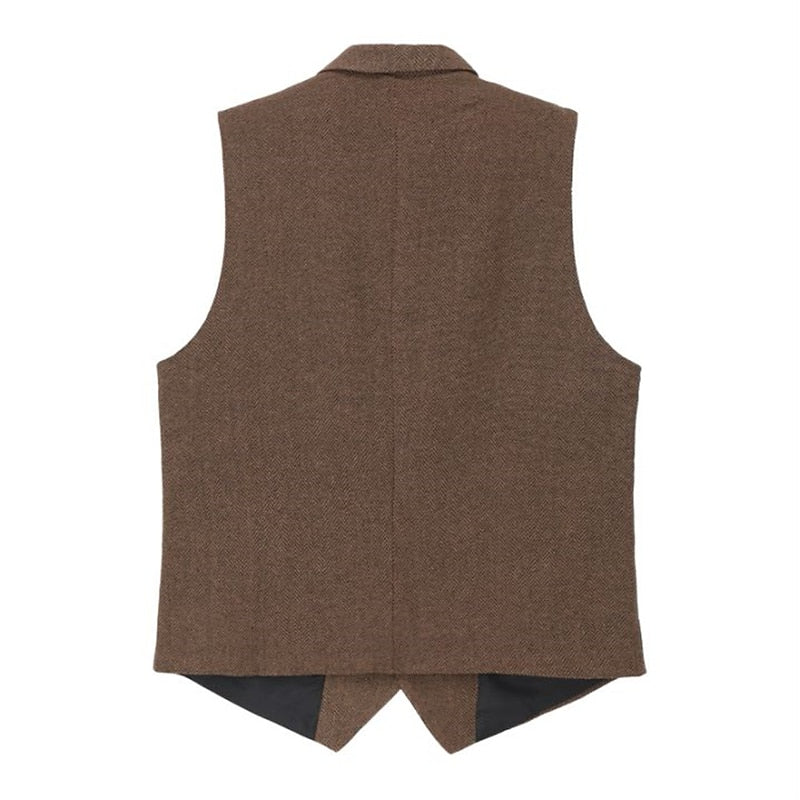 Gilet de costume homme à chevrons col cranté boutonné 9