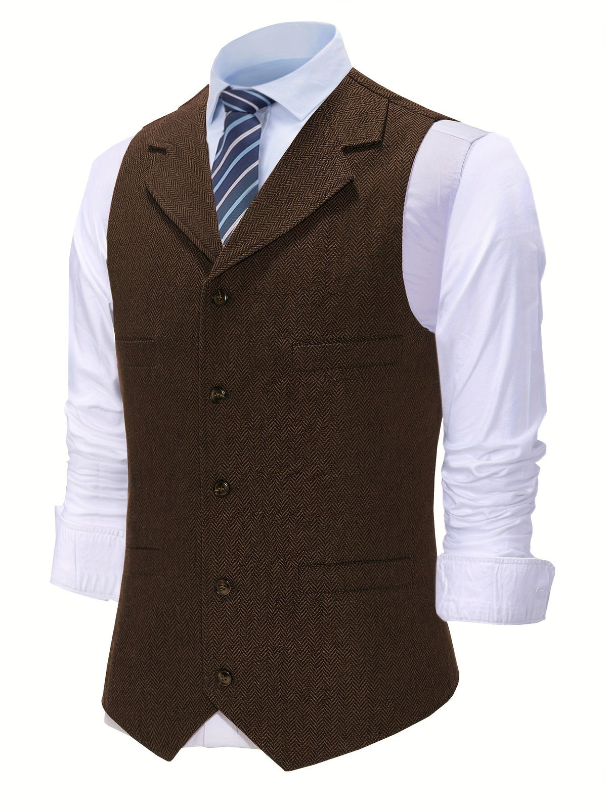 Gilet de costume homme à chevrons col en V boutonné 15