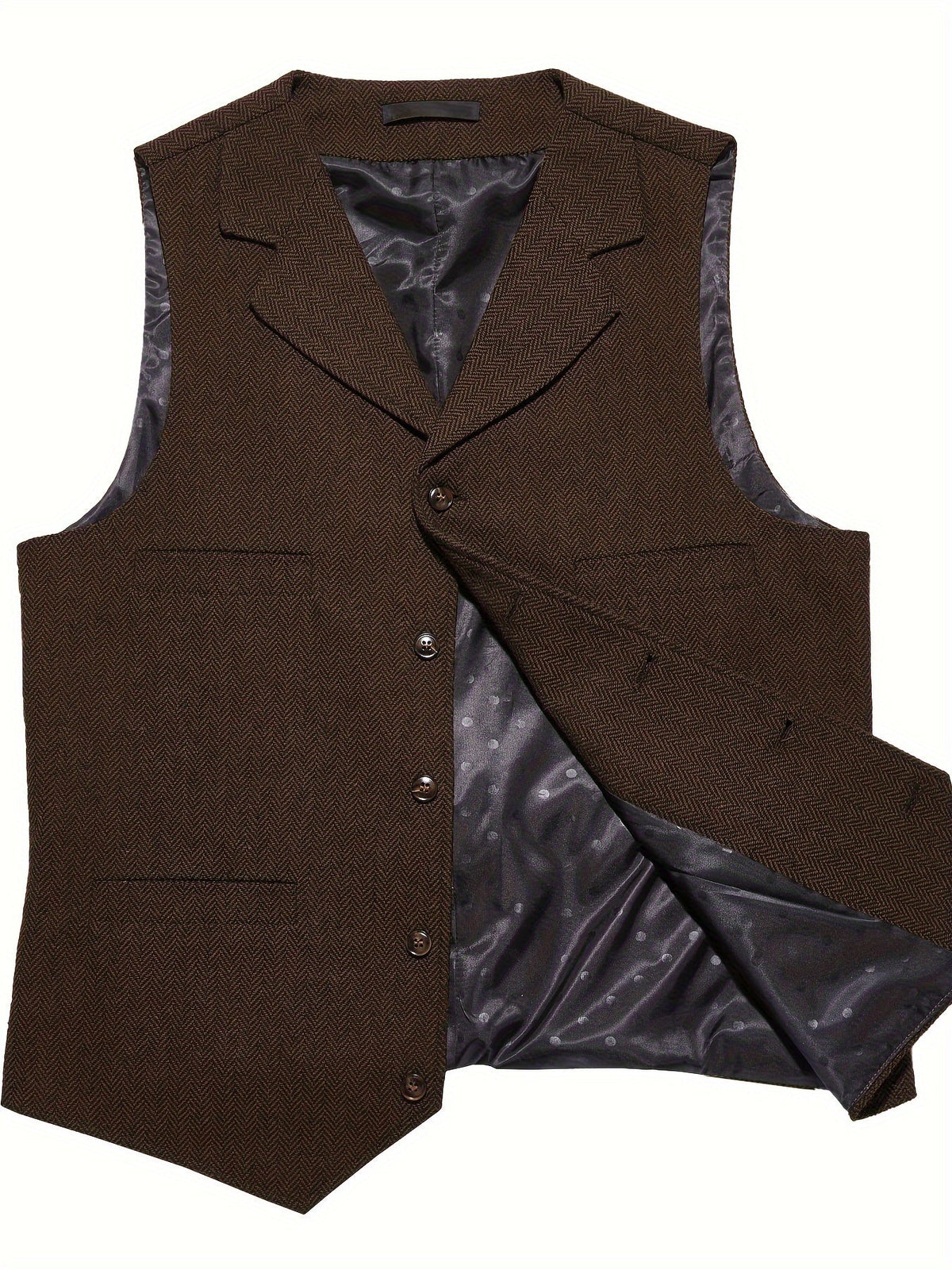 Gilet de costume homme à chevrons col en V boutonné 16