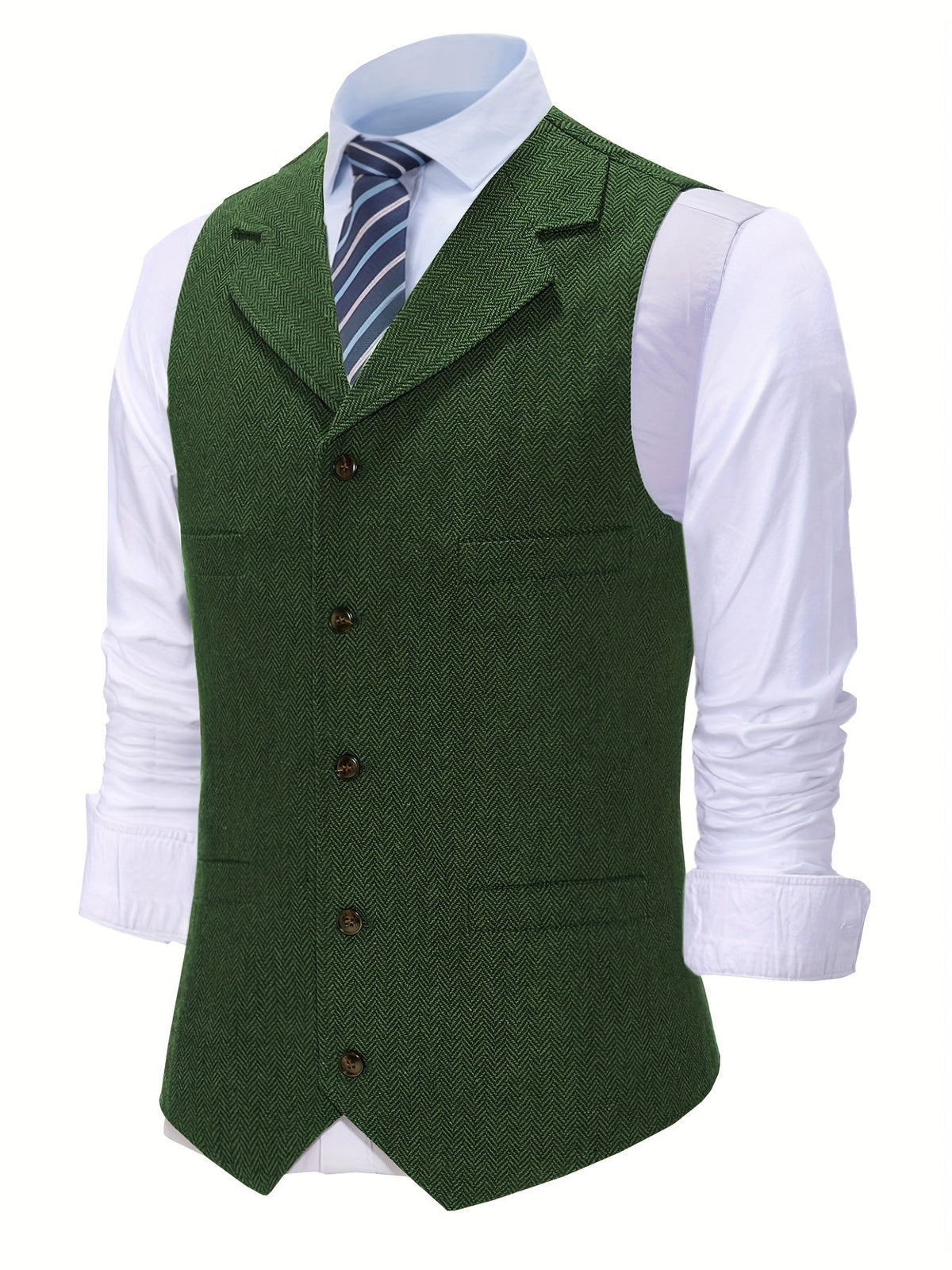 Gilet de costume homme à chevrons col en V boutonné 27