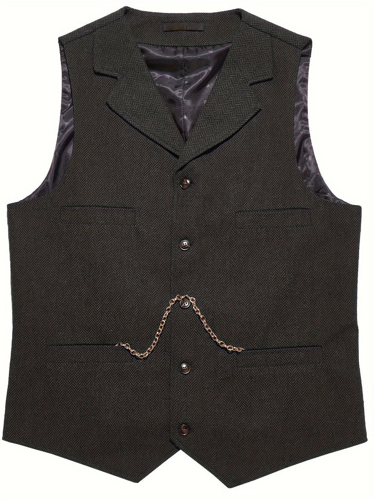 Gilet de costume homme à chevrons col en V boutonné 8