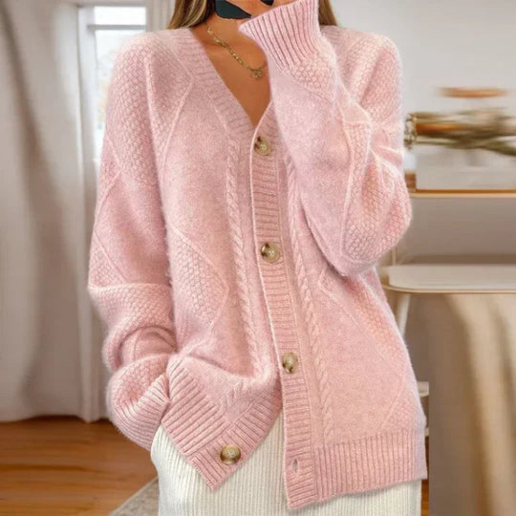 Gilet en maille de coton femme boutonné col V 2