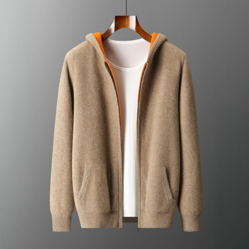 Gilet homme à capuche zippé en laine 1