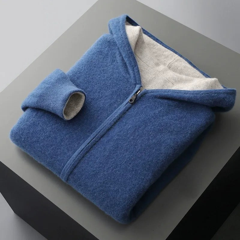 Gilet homme à capuche zippé en laine 3