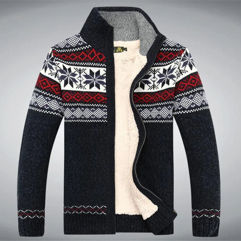 Gilet homme zippé en maille jacquard à col montant 1