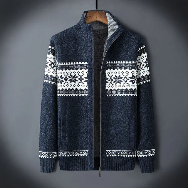 Gilet homme zippé en maille jacquard à col montant 2