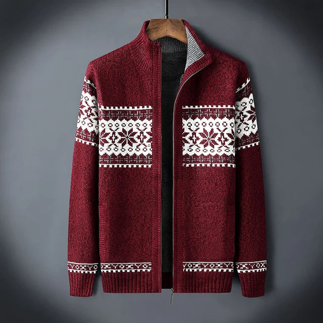 Gilet homme zippé en maille jacquard à col montant 5