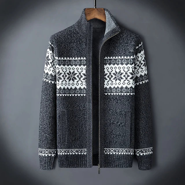 Gilet homme zippé en maille jacquard à col montant 6