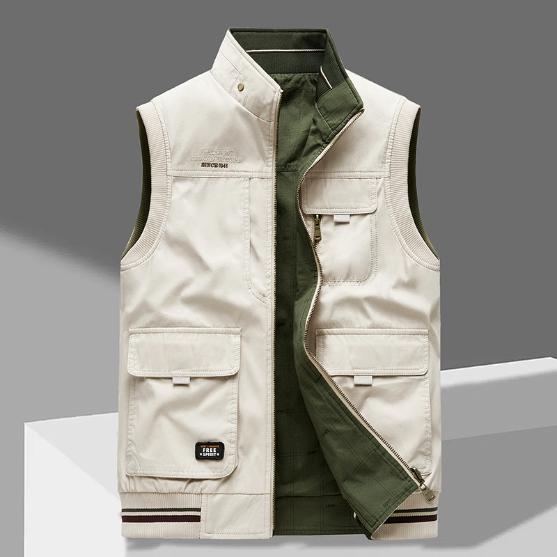 Gilet sans manches homme multi-poches en coton 1