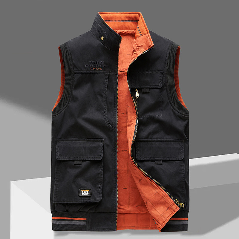Gilet sans manches homme multi-poches en coton 4