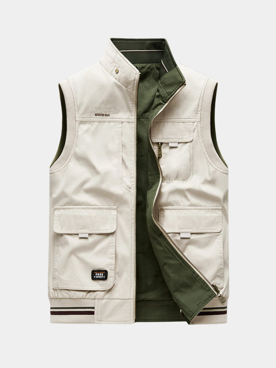 Gilet sans manches homme multi-poches en coton 5
