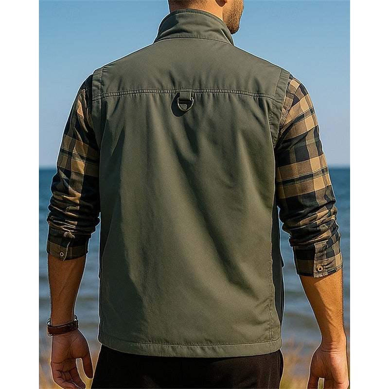 Gilet utilitaire homme sans manches multipoches à col montant 6