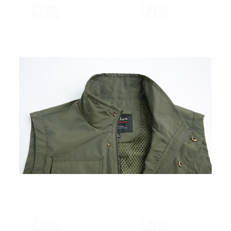Gilet utilitaire homme sans manches multipoches à col montant 7