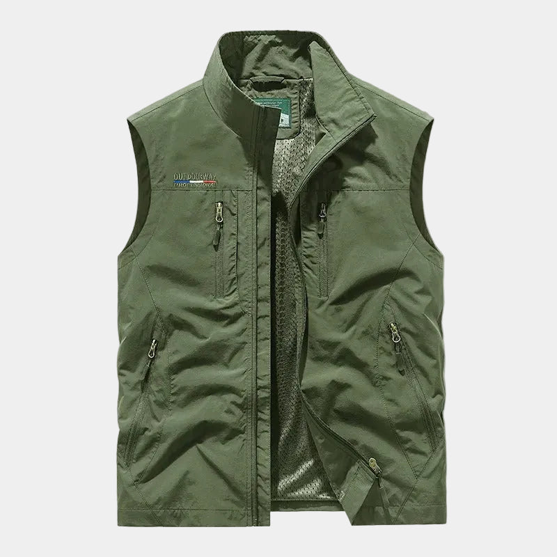 Gilet zippé sans manches homme col montant à poches poitrine 5
